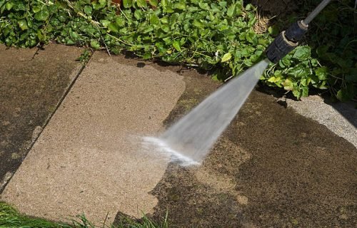High pressure cleaning of dirty path High pressure cleaning of dirty path